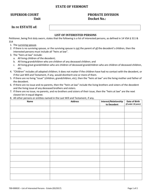 Form 700-00002E  Printable Pdf