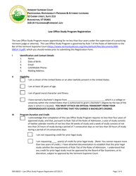 Document preview: Form 900-00023 Law Office Study Program Registration - Vermont