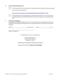 Form 900-00023 Law Office Study Program Registration - Vermont, Page 2