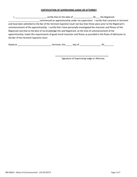 Form 900-00024 Law Office Study Program Notice of Commencement - Vermont, Page 2