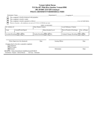 Document preview: Form 500-00702 Police Amendment/Void/Dismissal Form - Vermont