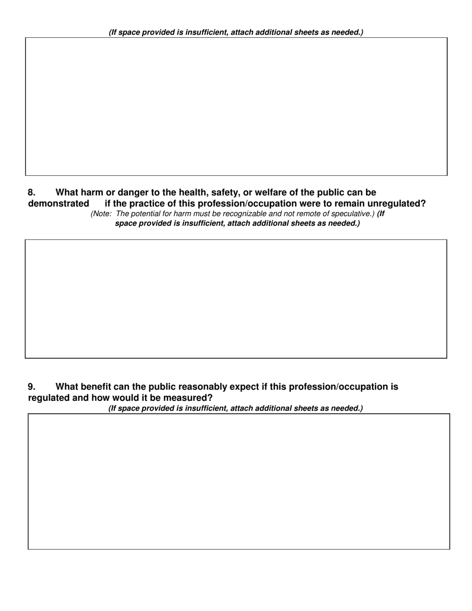 Application for Preliminary Sunrise Review Assessment - Vermont, Page 3