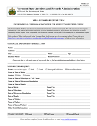 Document preview: Form VSARA-13 Vital Record Request Form - Vermont