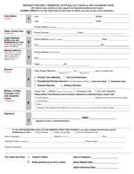 Document preview: Request for Early Absentee Voter Ballot - Vermont