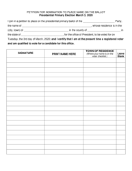 Consent of Candidate Form - Presidential Primary Election - Vermont, Page 2