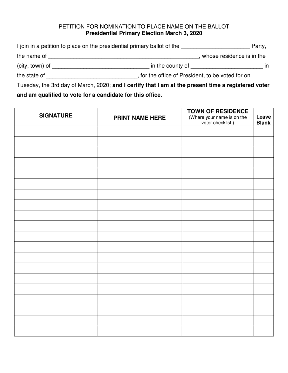 Consent of Candidate Form - Presidential Primary Election - Vermont, Page 2