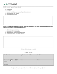 Annual Retail Special Process Variance Request Form - Vermont, Page 2