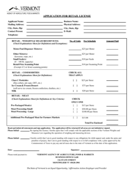 Application for Retail License - Vermont