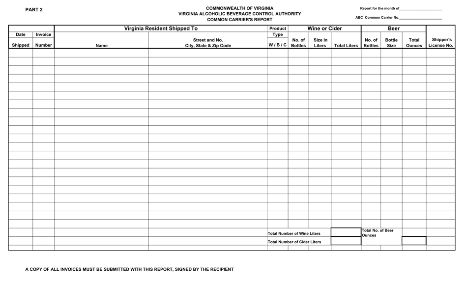 Virginia Common Carrier's Report Form - Fill Out, Sign Online and ...