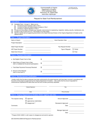 Document preview: Request for State Fund Reimbursement - Virginia