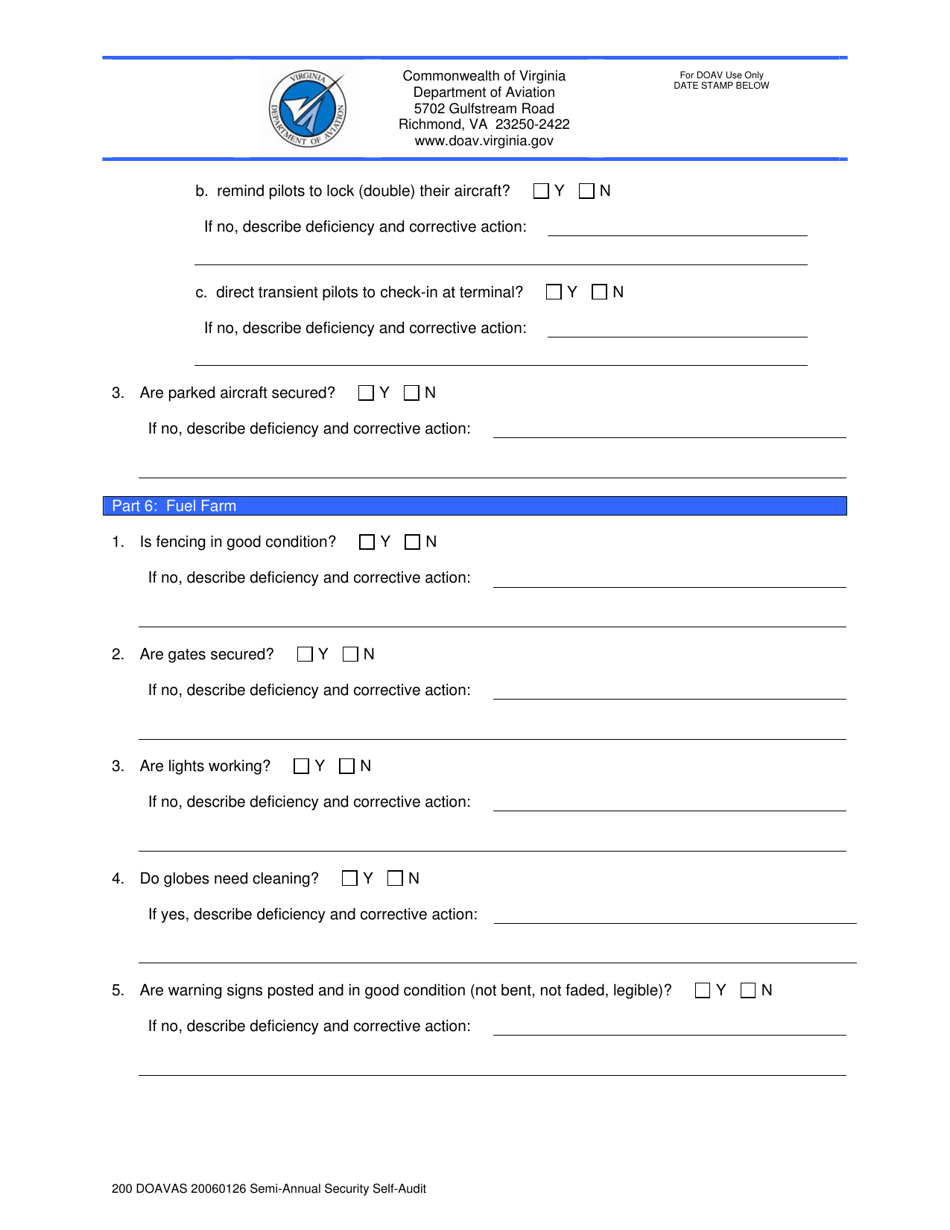 Semi-annual Security Self-audit Checklist - Virginia, Page 3