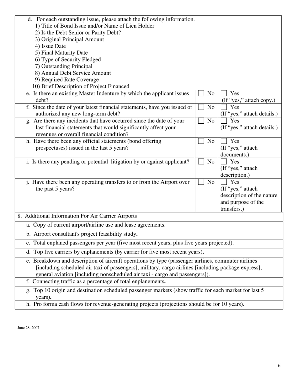 Virginia Airports Loan Program Application Form - Virginia, Page 6