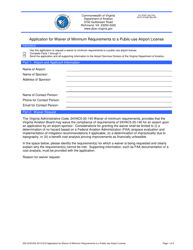 Application for Waiver of Minimum Requirements to a Public-Use Airport License - Virginia