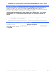 Application for Waiver of Minimum Requirements to a Public-Use Airport License - Virginia, Page 2