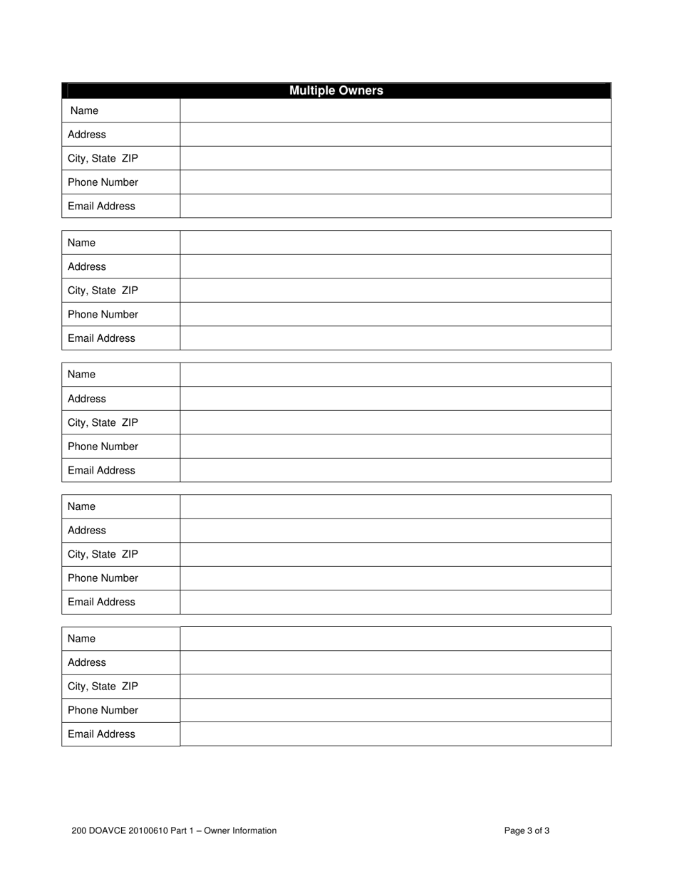 Aircraft License Application Form - Part 1 - Owner Information - Commercial Fleet / Noncommercial Dealer Fleet - Virginia, Page 3