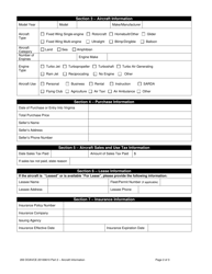 Aircraft License Application Form - Part 2 - Aircraft Information - Commercial Fleet/Noncommercial Dealer Fleet - Virginia, Page 2