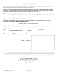 Form DCR199-099 Operation and Maintenance Certificate Application for Virginia Regulated Impounding Structures - Virginia, Page 3