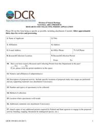 Form DCR199-003 Natural Area Preserve Research and Collecting Permit Application - Virginia