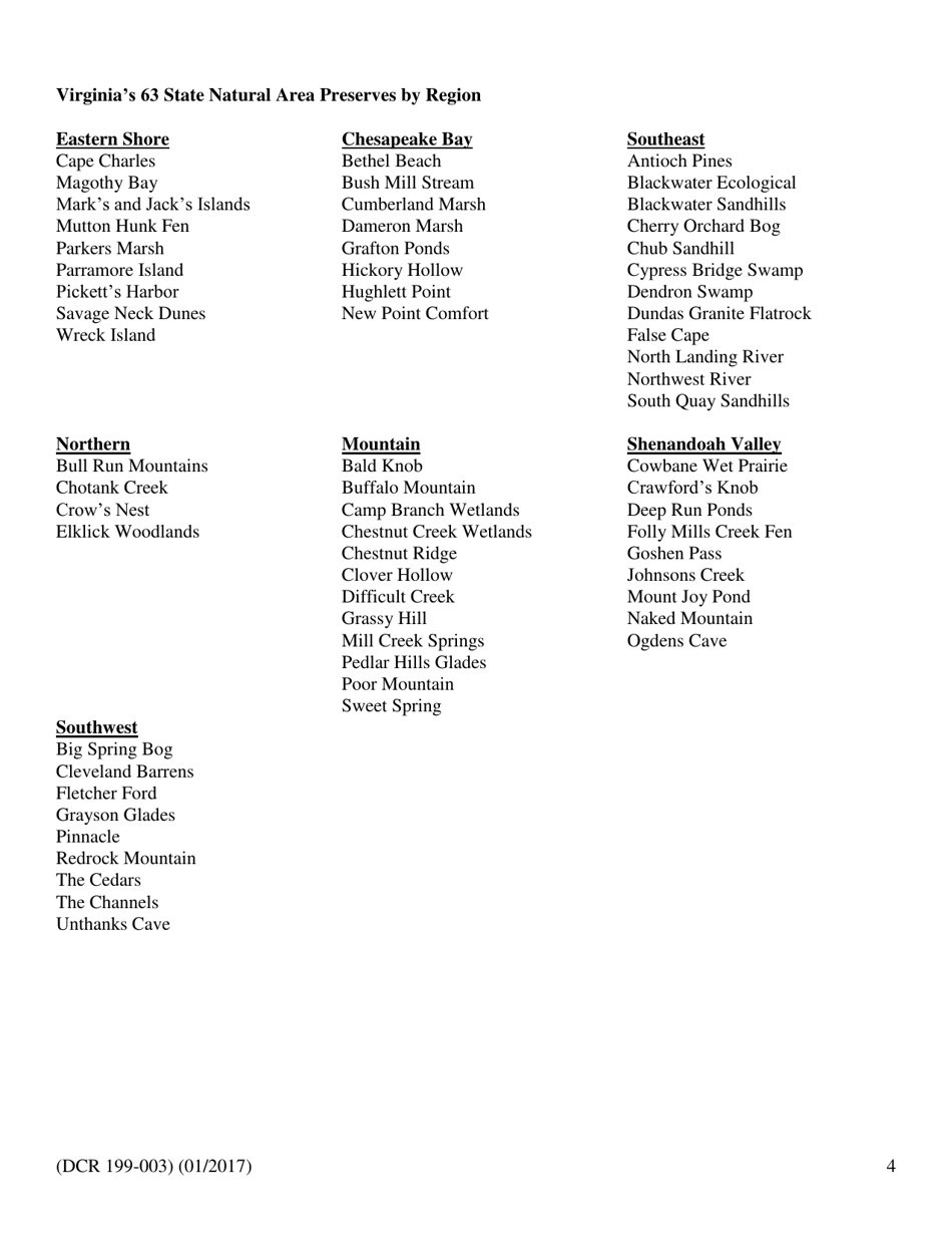 Form DCR199-003 Natural Area Preserve Research and Collecting Permit Application - Virginia, Page 4