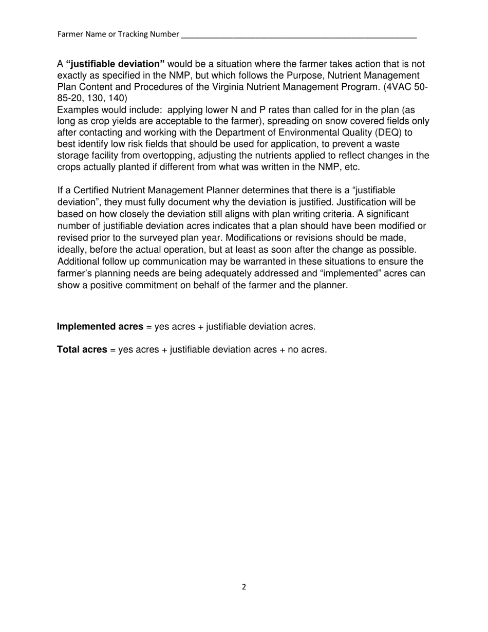 Form DCR199-244 Virginia Nutrient Management Verification Form - Virginia, Page 2