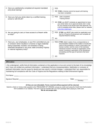 Bail Enforcement Agent License Application Form - Virginia, Page 2