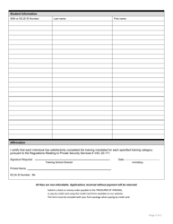 Training Completion Roster Application Form - Virginia, Page 2