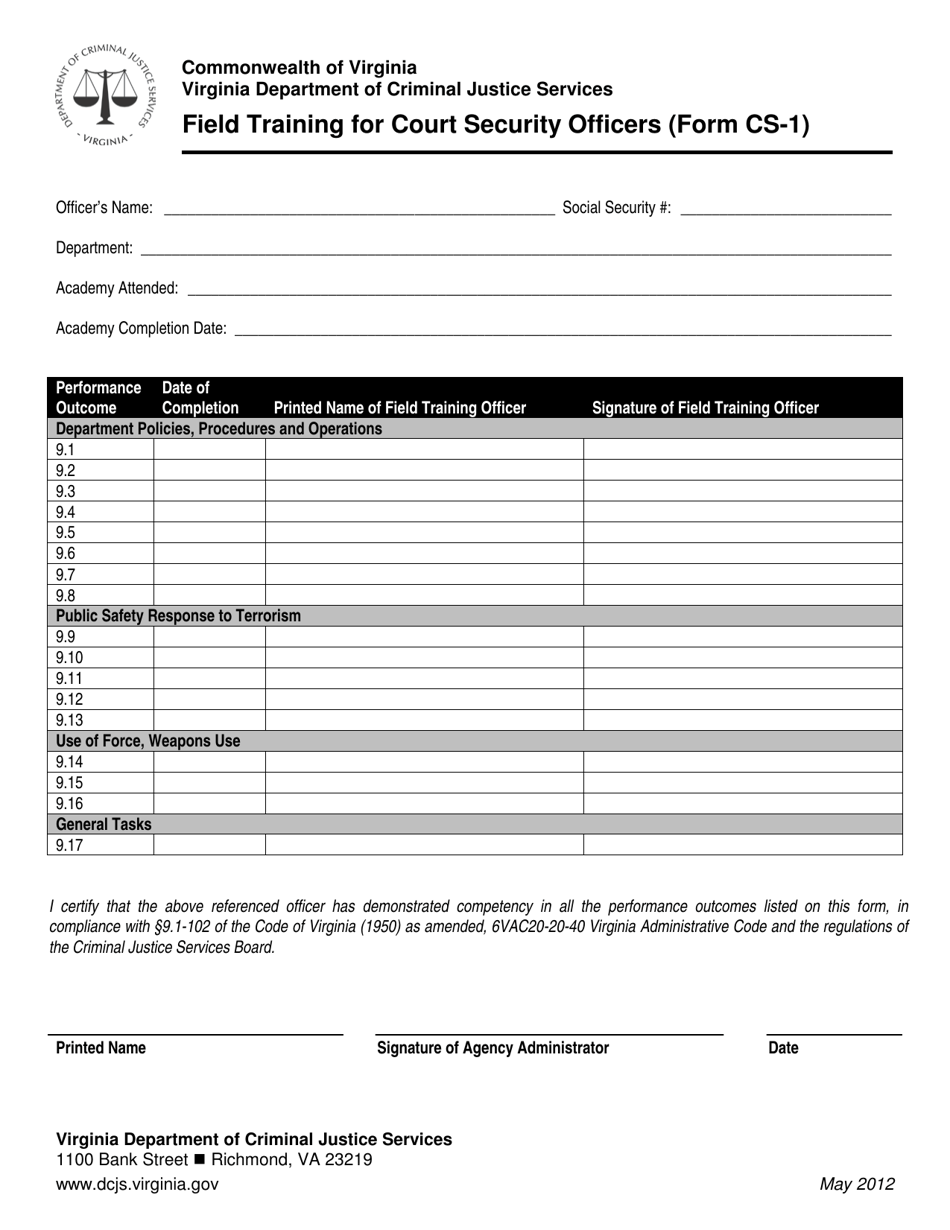 Form CS1 Fill Out, Sign Online and Download Fillable PDF, Virginia