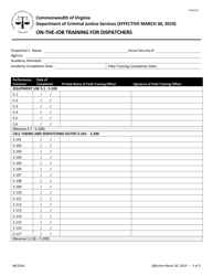 Form D-1 On-The-Job Training Form - Virginia, Page 2