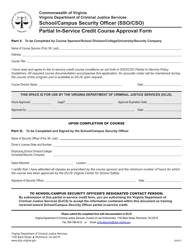 Document preview: Partial In-Service Credit Course Approval Form - School/Campus Security Officer (Sso/Cso) - Virginia