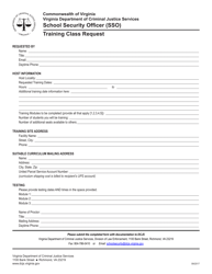 Document preview: Training Class Request Form - School Security Officer (Sso) - Virginia
