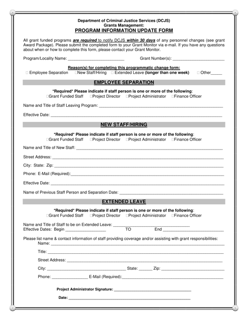 Program Information Update Form - Virginia