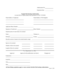 Virginia Fish Stocking Authorization Form - Virginia, Page 2