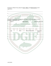 Falconry Permit Application Form - Virginia, Page 2