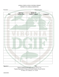 Animal Population Control Permit Application Form (1 - Popf) - Virginia, Page 5