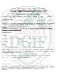 Document preview: Application for American Eel Pot Permit " for Sale - Virginia