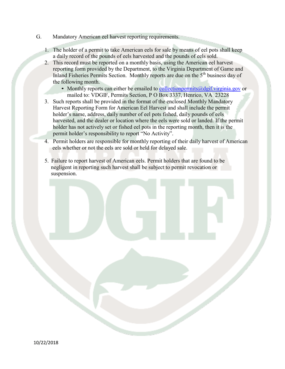 Application for American Eel Pot Permit  for Sale - Virginia, Page 3