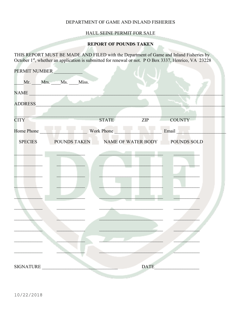 Application for Haul Seine Permit to Take Nongame Fish for Sale - Virginia, Page 4