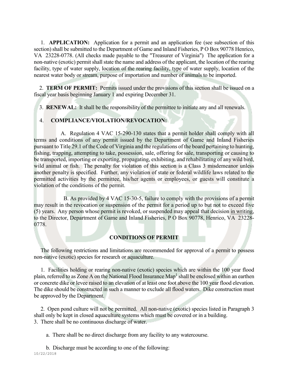 Application to Import Certain Non-native (Exotic) Wildlife Into Virginia - Virginia, Page 3