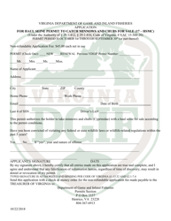 Document preview: Application for Haul Seine Permit to Catch Minnows and Chubs for Sale - Virginia