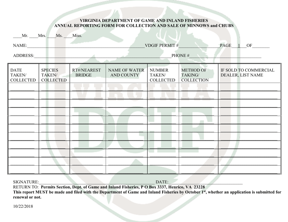 Application for Haul Seine Permit to Catch Minnows and Chubs for Sale - Virginia, Page 4