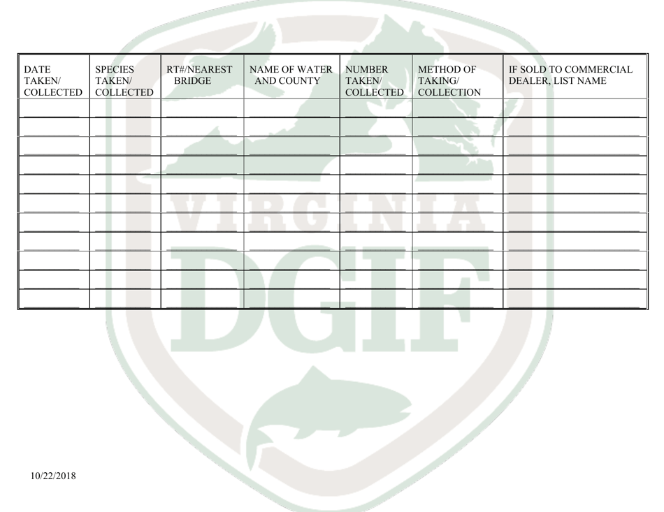 Application for Haul Seine Permit to Catch Minnows and Chubs for Sale - Virginia, Page 5