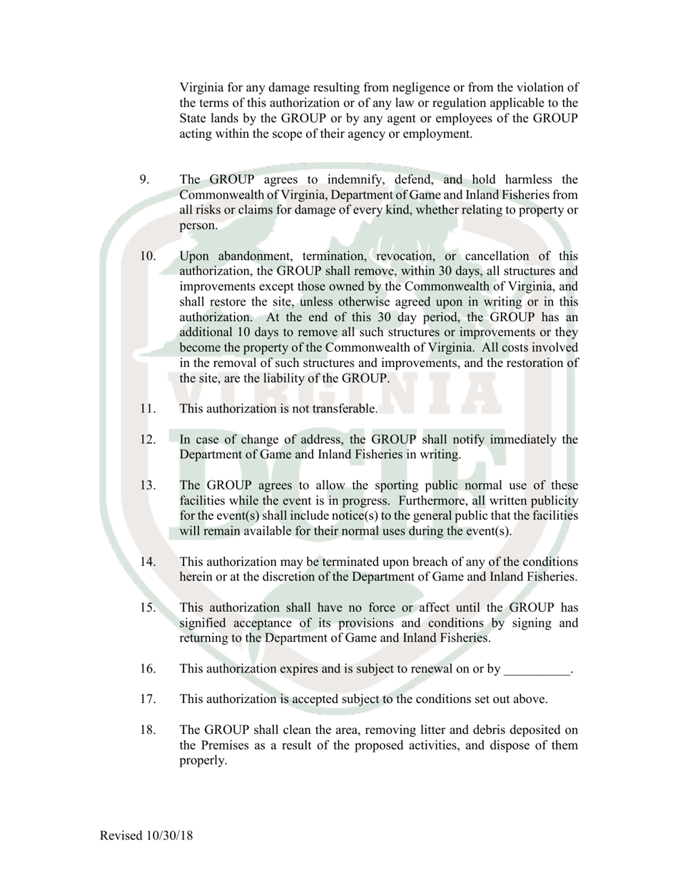 Special Use Authorization (Boat Landings and Wmas) - Virginia, Page 3