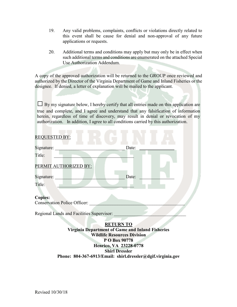 Special Use Authorization (Boat Landings and Wmas) - Virginia, Page 4