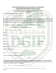 Document preview: Application for Permit to Deal in Furs - Virginia