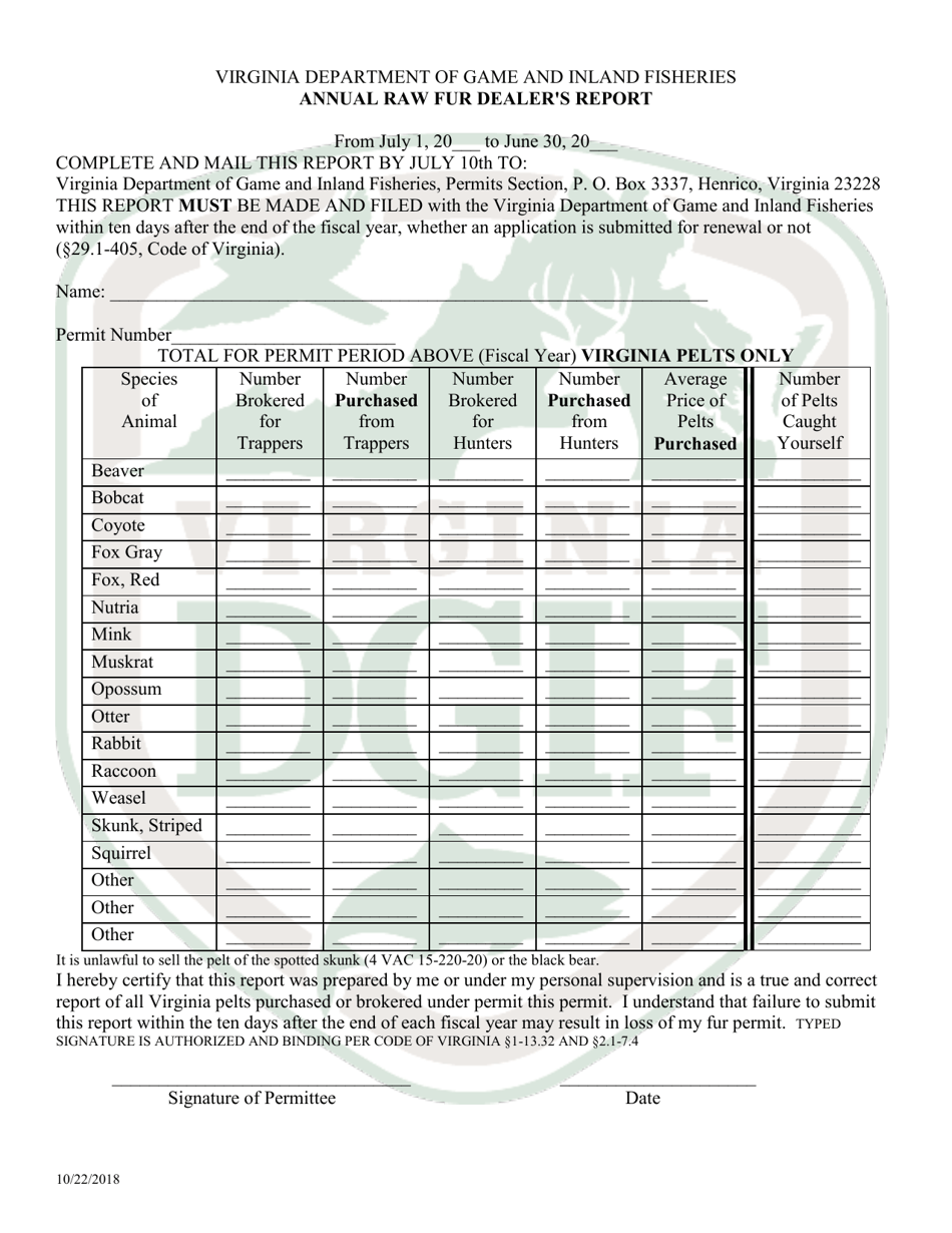 Application for Permit to Deal in Furs - Virginia, Page 5