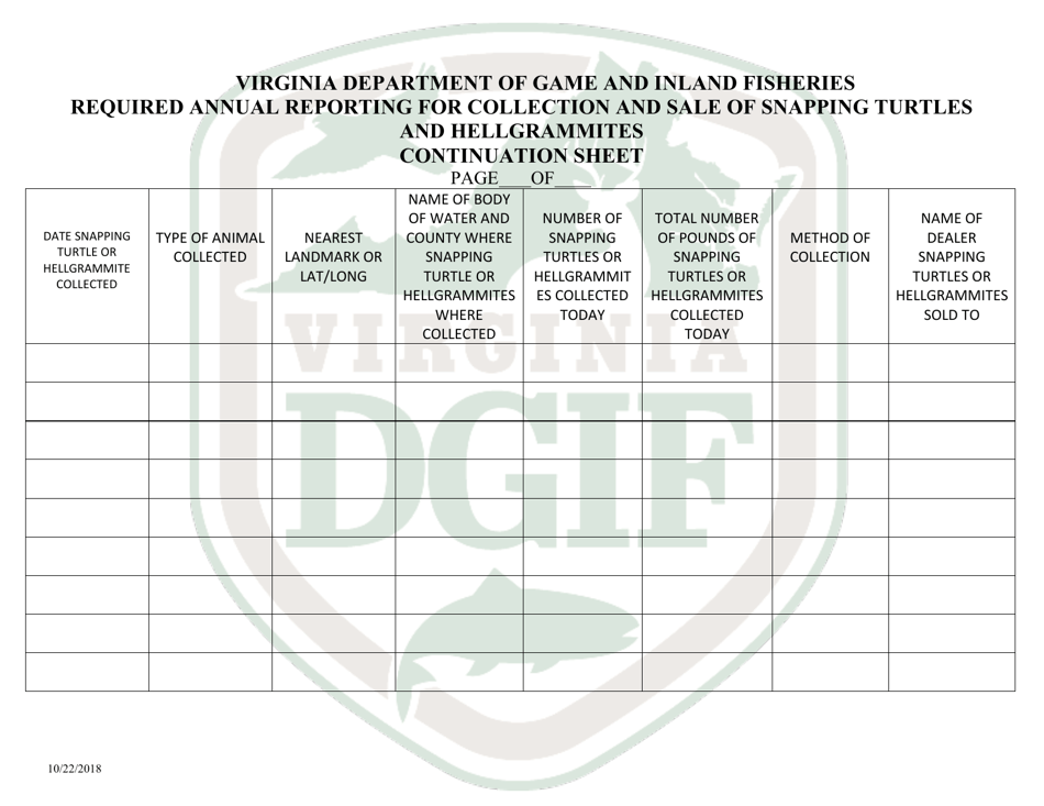 Application to Collect Snapping Turtles and Hellgrammites for Sale - Virginia, Page 7