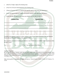 Application to Possess, Propagate, Buy and Sell Certain Wildlife in Virginia (23 &quot; Prsl) - Wildlife - Virginia, Page 2