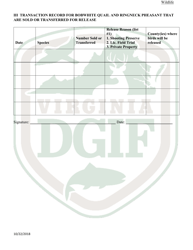 Application to Possess, Propagate, Buy and Sell Certain Wildlife in Virginia (23 &quot; Prsl) - Wildlife - Virginia, Page 4