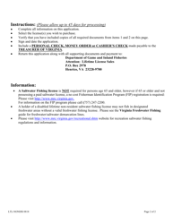 Form LTL-NONDIS Non-resident Disabled Lifetime Saltwater Fishing License Application - Virginia, Page 2