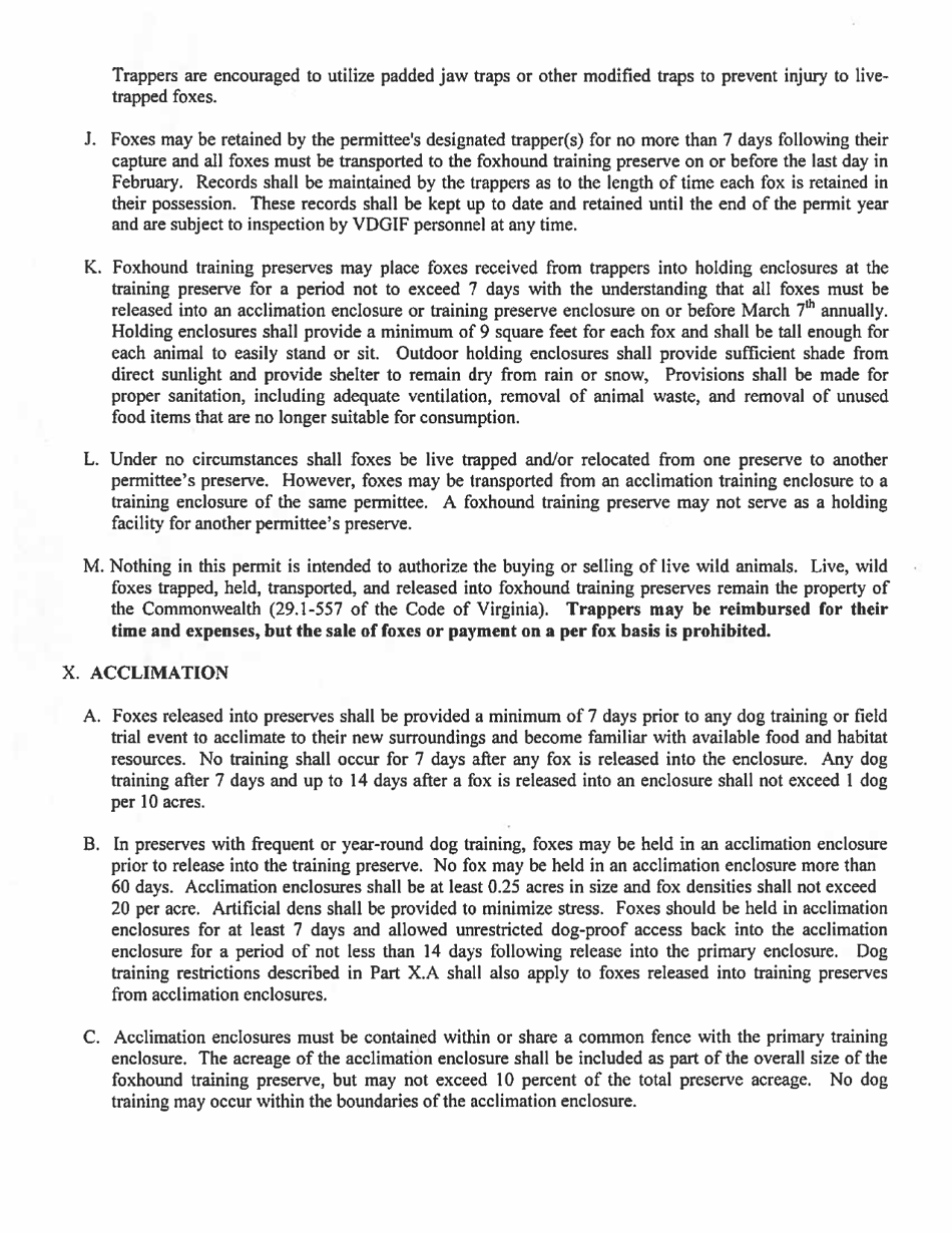 Annual Reporting Form for the Release of Live-Trapped Foxes Into Foxhound Training Preserves - Virginia, Page 5